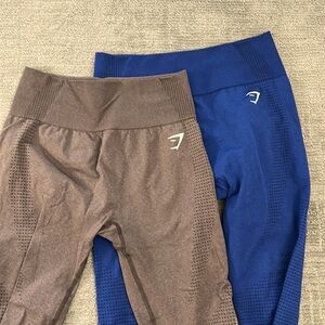 Gymshark Vital seamless 2.0 leggings EUC Brown and Blue set of 2